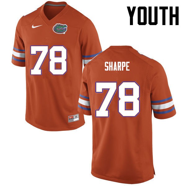 Florida Gators Youth #78 David Sharpe College Football Jersey Orange